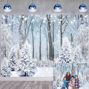 Winter Snowy Forest Backdrop Wonderland Christmas Tree Snow Scene Backdrop 9x6ft Winter Christmas Photography Background, Xmas New Year Family Holiday Party Decoration Banner Supplies Winter Snowy Forest Backdrop Wonderland Christmas Tree Snow Scene Backdrop 9x6ft Winter Christmas Photography Background, Xmas New Year Family Holiday Party Decoration Banner Supplies
