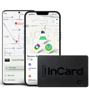 Incard Wallet Tracker Card,Certified by Apple Find My & Gooles Find Hub Bluetooth Tracker, 1.7mm Wallet Finder, IP68 Waterproof Smart Card,5 Years Battery Life Item Finder for Passport-1PCS Incard Wallet Tracker Card,Certified by Apple Find My & Gooles Find Hub Bluetooth Tracker, 1.7mm Wallet Finder, IP68 Waterproof Smart Card,5 Years Battery Life Item Finder for Passport-1PCS