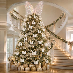 51 Pcs Large Christmas Butterfly Decorations, White 2'' 60'' Christmas Party Backdrop, Giant Mariposas Grandes Para Decoracion, Xmas Decor, 3D Gauze Butterfly Backdrop 51 Pcs Large Christmas Butterfly Decorations, White 2'' 60'' Christmas Party Backdrop, Giant Mariposas Grandes Para Decoracion, Xmas Decor, 3D Gauze Butterfly Backdrop