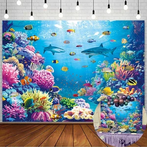 Under The Sea Backdrop Ocean Underwater World Tropical Fish Coral Summer Photography Background Aquarium Theme Baby Shower Birthday Party Decorations Banner Photo Props (8x6FT) Under The Sea Backdrop Ocean Underwater World Tropical Fish Coral Summer Photography Background Aquarium Theme Baby Shower Birthday Party Decorations Banner Photo Props (8x6FT)