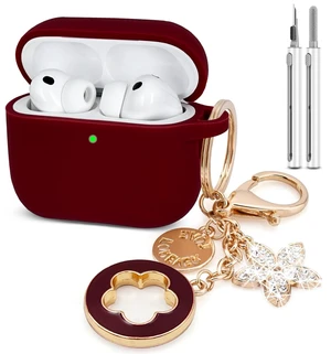 Compatible with AirPods Pro 3 Case Cover 2025 with Bling Keychain Cleaner Kit Silicone Case for AirPods Pro 3rd Generation Wireless Earbuds (Burgundy) Compatible with AirPods Pro 3 Case Cover 2025 with Bling Keychain Cleaner Kit Silicone Case for AirPods Pro 3rd Generation Wireless Earbuds (Burgundy)