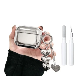 Compatible for AirPods Pro 3 Case Soft TPU with Cleaner Kit Cute Silver Fashion Buckle Pendant Aesthetics Design Shockproof Cover for Girls Woman for Airpods Pro 3 (2025)-Silver Compatible for AirPods Pro 3 Case Soft TPU with Cleaner Kit Cute Silver Fashion Buckle Pendant Aesthetics Design Shockproof Cover for Girls Woman for Airpods Pro 3 (2025)-Silver