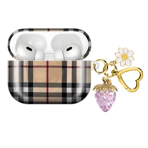 Compatible with AirPod PRO 3 2025 Shockproof and dustproof Wireless Earphone case, with a Beautiful and Cute Strawberry Keychain Pendant Suitable for WomenCheckered Purple Strawberry Compatible with AirPod PRO 3 2025 Shockproof and dustproof Wireless Earphone case, with a Beautiful and Cute Strawberry Keychain Pendant Suitable for WomenCheckered Purple Strawberry