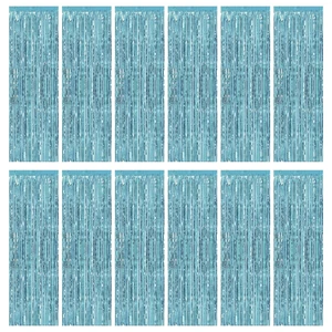 12 Pack Foil Fringe Backdrop Curtains, 3.28 x 9.84 ft Light Blue Metallic Tinsel Foil Fringe Curtains Photo Booth Backdrop for Birthday Wedding Baby Shower Christmas New Year Party Decorations 12 Pack Foil Fringe Backdrop Curtains, 3.28 x 9.84 ft Light Blue Metallic Tinsel Foil Fringe Curtains Photo Booth Backdrop for Birthday Wedding Baby Shower Christmas New Year Party Decorations