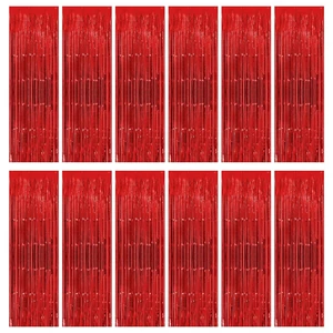 12 Pack Foil Fringe Backdrop Curtains, 3.28 x 9.84 ft Red Metallic Tinsel Foil Fringe Curtains Photo Booth Backdrop for Birthday Wedding Baby Shower Christmas New Year Party Decorations 12 Pack Foil Fringe Backdrop Curtains, 3.28 x 9.84 ft Red Metallic Tinsel Foil Fringe Curtains Photo Booth Backdrop for Birthday Wedding Baby Shower Christmas New Year Party Decorations