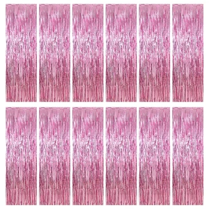 12 Pack Foil Fringe Backdrop Curtains, 3.28 x 9.84 ft Pink Metallic Tinsel Foil Fringe Curtains Photo Booth Backdrop for Birthday Wedding Baby Shower Christmas New Year Party Decorations 12 Pack Foil Fringe Backdrop Curtains, 3.28 x 9.84 ft Pink Metallic Tinsel Foil Fringe Curtains Photo Booth Backdrop for Birthday Wedding Baby Shower Christmas New Year Party Decorations