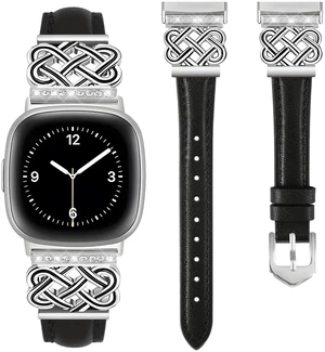 Women Bling Leather Band for Fitbit Versa 4/3, Sense 2/Sense Celtic Knot Metal Buckle,Soft Leather,Adjustable,Dressy for Daily Work and Party,Ideal Gift for Women Women Bling Leather Band for Fitbit Versa 4/3, Sense 2/Sense Celtic Knot Metal Buckle,Soft Leather,Adjustable,Dressy for Daily Work and Party,Ideal Gift for Women