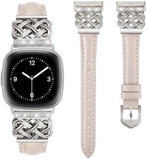 Women Bling Leather Band for Fitbit Versa 4/3, Sense 2/Sense Celtic Knot Metal Buckle,Soft Leather,Adjustable,Dressy for Daily Work and Party,Ideal Gift for Women Women Bling Leather Band for Fitbit Versa 4/3, Sense 2/Sense Celtic Knot Metal Buckle,Soft Leather,Adjustable,Dressy for Daily Work and Party,Ideal Gift for Women