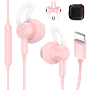 for Apple Lightning Headphones MFi-Certified Wired Earbuds Pink Magnetic Larger Ear Buds Earphones with Anti-Drop Tips Corded Headset Cord for iPhone 14 Plus 13 Pro Max 12 Mini 11 XS XR 8 for Apple Lightning Headphones MFi-Certified Wired Earbuds Pink Magnetic Larger Ear Buds Earphones with Anti-Drop Tips Corded Headset Cord for iPhone 14 Plus 13 Pro Max 12 Mini 11 XS XR 8