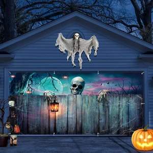 Halloween Garage Door Cover 7x16ft Large 2car Garage Backdrop Scary Skull Skeleton Garage Banner Horror Moon Night Lantern Halloween Party Backdrop for Home Holiday Wall Decor Outdoor Halloween Garage Door Cover 7x16ft Large 2car Garage Backdrop Scary Skull Skeleton Garage Banner Horror Moon Night Lantern Halloween Party Backdrop for Home Holiday Wall Decor Outdoor