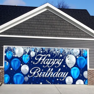 Happy Birthday Garage Door Banner Backdrop 6x13 FT Waterproof - Blue&Silver Balloon Banner for Adult Party Decor,Men Women Outdoor Indoor Photo Background Happy Birthday Garage Door Banner Backdrop 6x13 FT Waterproof - Blue&Silver Balloon Banner for Adult Party Decor,Men Women Outdoor Indoor Photo Background