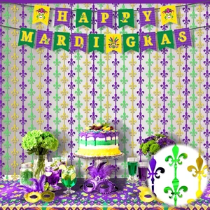 Mardigras Decor Backdrops Kit, 2 Pcs Purple Green Gold Fleur De Lis Tinsel Foil Curtains & 1 Set Paper Banner Large Photo Booth Props Carnival Party Fat Tuesday Celebration Supplies Mardigras Decor Backdrops Kit, 2 Pcs Purple Green Gold Fleur De Lis Tinsel Foil Curtains & 1 Set Paper Banner Large Photo Booth Props Carnival Party Fat Tuesday Celebration Supplies