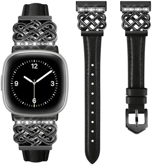 Women Bling Leather Band for Fitbit Versa 4/3, Sense 2/Sense Celtic Knot Metal Buckle,Soft Leather,Adjustable,Dressy for Daily Work and Party,Ideal Gift for Women Women Bling Leather Band for Fitbit Versa 4/3, Sense 2/Sense Celtic Knot Metal Buckle,Soft Leather,Adjustable,Dressy for Daily Work and Party,Ideal Gift for Women