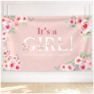 6 × 3.6 ft Its a Girl Baby Shower Backdrop Banner with Metal Eyelets and String Pink Rose Floral Girl Shower Gender Reveal Party Decorations Photo Booth Welcome Background 6 × 3.6 ft Its a Girl Baby Shower Backdrop Banner with Metal Eyelets and String Pink Rose Floral Girl Shower Gender Reveal Party Decorations Photo Booth Welcome Background