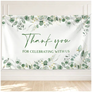 6×3.6 ft Wedding Baby Shower Backdrop Banner Welcome Background Greenery Eucalyptus Sage Green with Golden Metal Eyelet and String Thank You for Celebrating with Us Bridal Shower Party Decor 6×3.6 ft Wedding Baby Shower Backdrop Banner Welcome Background Greenery Eucalyptus Sage Green with Golden Metal Eyelet and String Thank You for Celebrating with Us Bridal Shower Party Decor
