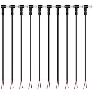 DC Power Pigtail Cable, 10-Pack 5.5mm x 2.5mm 90 Degree Right Angle DC Barrel Male Plug Jack Connector to Bare Wire Power Supply Adapter Repair Cord for CCTV Surveillance Security Camera LED Strip DC Power Pigtail Cable, 10-Pack 5.5mm x 2.5mm 90 Degree Right Angle DC Barrel Male Plug Jack Connector to Bare Wire Power Supply Adapter Repair Cord for CCTV Surveillance Security Camera LED Strip