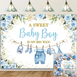 Cute Clothes Baby Shower Backdrop for Boys Blue Flowers Leaves a Sweet Baby Boy is on The Way Background Newborn Kids Baby Shower Birthday Party Decorations Banner Supplies Photo Props (Blue, 6x4FT) Cute Clothes Baby Shower Backdrop for Boys Blue Flowers Leaves a Sweet Baby Boy is on The Way Background Newborn Kids Baby Shower Birthday Party Decorations Banner Supplies Photo Props (Blue, 6x4FT)
