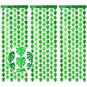 3Pack Jungle Leaf Foil Fringe Curtain for Jungle Party Decorations,3.3x6.6Ft Safari Theme Leaf Tinsel Streamer Backdrop,Photo Booth Prop Zoo Animal Birthday Party Supplies (3pcs Jungle Leaf) 3Pack Jungle Leaf Foil Fringe Curtain for Jungle Party Decorations,3.3x6.6Ft Safari Theme Leaf Tinsel Streamer Backdrop,Photo Booth Prop Zoo Animal Birthday Party Supplies (3pcs Jungle Leaf)