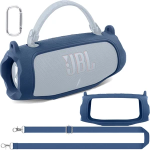 Silicone Case for JBL Charge 6 Portable Bluetooth Speaker, Blue Travel Soft Cover with Detachable Shoulder Strap & Carabiner, Protective Skin Case, Comfortable Carrying, Bump Protection Silicone Case for JBL Charge 6 Portable Bluetooth Speaker, Blue Travel Soft Cover with Detachable Shoulder Strap & Carabiner, Protective Skin Case, Comfortable Carrying, Bump Protection