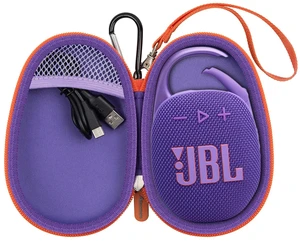 Carrying Case for JBL Clip 5 and for JBL Clip 4 Speaker Shock-Absorbing Shell, Mesh Pocket, Carabiner and Wrist Strap Keep Speaker Gear Protected and Ready to Go, Purple, Case Only Carrying Case for JBL Clip 5 and for JBL Clip 4 Speaker Shock-Absorbing Shell, Mesh Pocket, Carabiner and Wrist Strap Keep Speaker Gear Protected and Ready to Go, Purple, Case Only