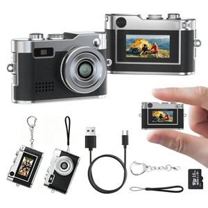 Mini Keychain Camera, 1080P Retro Digital Camera, Tiny Vantage Camcorder with 16GB SD Card, 0.96" Screen, Compact Pocket Camera for Kids, Students, Travel, Daily (Black) Mini Keychain Camera, 1080P Retro Digital Camera, Tiny Vantage Camcorder with 16GB SD Card, 0.96" Screen, Compact Pocket Camera for Kids, Students, Travel, Daily (Black)