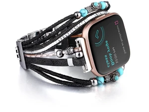 Leather Bracelet Compatible with Fitbit Versa 4/Versa 3 Bands/Sense 2/Sense Bands for Women, Multilayer Wrap Boho Strap Wristband for Fitbit Smartwatch (Black/Silver/Gold/Pink) Leather Bracelet Compatible with Fitbit Versa 4/Versa 3 Bands/Sense 2/Sense Bands for Women, Multilayer Wrap Boho Strap Wristband for Fitbit Smartwatch (Black/Silver/Gold/Pink)
