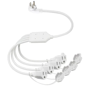4 Way Power Splitter 45 Degrees 1 to 4 Extended Outlets 1.5FT 1-Pack Lower Right Corner Downward Angled US Flat Plug Male to Female SVT 16AWG Extension Cable Strip for Home, Office, School White 4 Way Power Splitter 45 Degrees 1 to 4 Extended Outlets 1.5FT 1-Pack Lower Right Corner Downward Angled US Flat Plug Male to Female SVT 16AWG Extension Cable Strip for Home, Office, School White