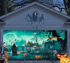 Creepy Halloween Garage Door Cover 7x16ft Grim Reaper Garage Door Decor Large Hanging Halloween Garage Door Banner,Scary Haunted House Tombstones Pumpkin Backdrop for Outdoor Halloween Yard Decor Creepy Halloween Garage Door Cover 7x16ft Grim Reaper Garage Door Decor Large Hanging Halloween Garage Door Banner,Scary Haunted House Tombstones Pumpkin Backdrop for Outdoor Halloween Yard Decor