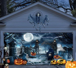 Halloween Garage Door Cover 7x16ft Spooky Haunted Graveyard Garage Backdrop Large Hanging 2Car Halloween Garage Door Banner,Scary Moon Bat Ghosts Tombstones Glowing Pumpkins Decor for Halloween Party Halloween Garage Door Cover 7x16ft Spooky Haunted Graveyard Garage Backdrop Large Hanging 2Car Halloween Garage Door Banner,Scary Moon Bat Ghosts Tombstones Glowing Pumpkins Decor for Halloween Party