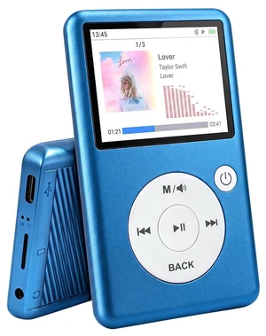 MP3 Player with Bluetooth 5.3, HiFi Lossless Sound, Click Wheel Portable Music Player for Kids and Adults, FM Radio, Voice Recorder, Video, 8GB Built-in Expandable to 128GB Blue MP3 Player with Bluetooth 5.3, HiFi Lossless Sound, Click Wheel Portable Music Player for Kids and Adults, FM Radio, Voice Recorder, Video, 8GB Built-in Expandable to 128GB Blue