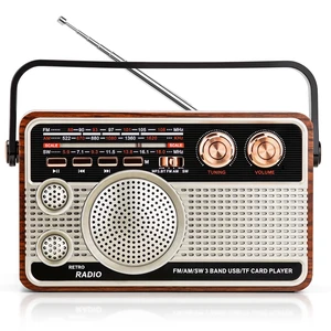 Portable Radio AM FM SW, Vintage Radio for Home Outdoor Elder Gift Retro Transistor Radios with Bluetooth, USB/TF/AUX Card Playback, Plug in Wall or Rechargeable Battery Powered Portable Radio AM FM SW, Vintage Radio for Home Outdoor Elder Gift Retro Transistor Radios with Bluetooth, USB/TF/AUX Card Playback, Plug in Wall or Rechargeable Battery Powered