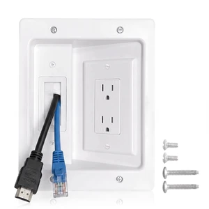 in-Wall Cable Concealer Management Kit, Recessed Outlet Box Mount Behind TV Hide Cables Behind The Wall, Pass Through Wall Plate Insert for TV HDMI, Power, Ethernet, Home Theater Speaker Systems in-Wall Cable Concealer Management Kit, Recessed Outlet Box Mount Behind TV Hide Cables Behind The Wall, Pass Through Wall Plate Insert for TV HDMI, Power, Ethernet, Home Theater Speaker Systems