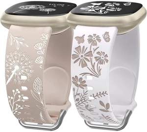 2 Packs Floral Engraved Band Compatible with Fitbit Versa 4 Bands Versa 3 4 Bands/Sense 2/Sense Bands Women, Cute Two-Tone Flower Soft Silicone Sport Strap for Versa 3 4 Sense 2 Watch Band 2 Packs Floral Engraved Band Compatible with Fitbit Versa 4 Bands Versa 3 4 Bands/Sense 2/Sense Bands Women, Cute Two-Tone Flower Soft Silicone Sport Strap for Versa 3 4 Sense 2 Watch Band