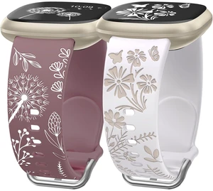 2 Packs Floral Engraved Band Compatible with Fitbit Versa 4 Bands Versa 3 4 Bands/Sense 2/Sense Bands Women, Cute Two-Tone Flower Soft Silicone Sport Strap for Versa 3 4 Sense 2 Watch Band 2 Packs Floral Engraved Band Compatible with Fitbit Versa 4 Bands Versa 3 4 Bands/Sense 2/Sense Bands Women, Cute Two-Tone Flower Soft Silicone Sport Strap for Versa 3 4 Sense 2 Watch Band