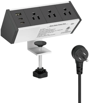 Desk Clamp Power Strip 3 Outlet with 1 USB A and 2 USB C Ports, 6 ft Cord, Desk Outlet Station Fit 1.6" Tabletop Edge, ETL Listed, Black(SKU# 13150101) Desk Clamp Power Strip 3 Outlet with 1 USB A and 2 USB C Ports, 6 ft Cord, Desk Outlet Station Fit 1.6" Tabletop Edge, ETL Listed, Black(SKU# 13150101)