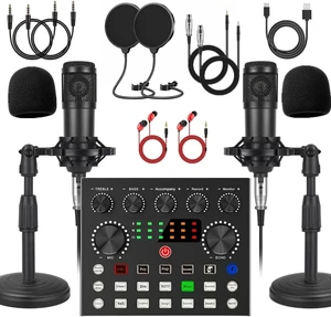 V8s Sound Card BM800 Condenser Microphone Podcast Equipment Bundle for 2, Live Streaming, Recording, Singing, Gaming, Plug & Play, Noise-Reduction, 2 Microphone, USB-C, for iOS, PC, Mac, Android, PS5 V8s Sound Card BM800 Condenser Microphone Podcast Equipment Bundle for 2, Live Streaming, Recording, Singing, Gaming, Plug & Play, Noise-Reduction, 2 Microphone, USB-C, for iOS, PC, Mac, Android, PS5