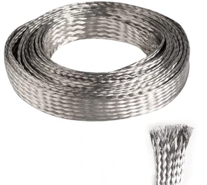 9.84ft 18mm Braided Ground Strap Tinned Copper Flat Sleeving Expandable Metal Sheath Screening Signal Wire Cable Shielded 9.84ft 18mm Braided Ground Strap Tinned Copper Flat Sleeving Expandable Metal Sheath Screening Signal Wire Cable Shielded