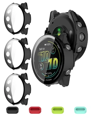 Case with Screen Protector for Garmin Forerunner 970, 9H Glass 3 Black Cases + 4 Dust Plugs + ABS Box. Built-in Glass. 9H Hardness, Anti-Scratch, Anti-Bubble, HD Clarity, Anti-Fingerprint Case with Screen Protector for Garmin Forerunner 970, 9H Glass 3 Black Cases + 4 Dust Plugs + ABS Box. Built-in Glass. 9H Hardness, Anti-Scratch, Anti-Bubble, HD Clarity, Anti-Fingerprint