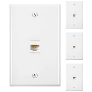 Ethernet Wall Plate with Single Port Rj45 Cat6 Female to Female Wall Jack Inline Coupler Plates Ethernet Cable Faceplates(White,4 Pack) Ethernet Wall Plate with Single Port Rj45 Cat6 Female to Female Wall Jack Inline Coupler Plates Ethernet Cable Faceplates(White,4 Pack)