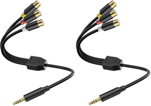 3 RCA to 3.5 mm AV Input Adapter, 7.8 inch Cable Length, Compatible with VHS/VCD/DVD Players, Ideal for Connecting to TCL TVs, for Clear Stereo Audio and Video Transmission (Pack of 2) 3 RCA to 3.5 mm AV Input Adapter, 7.8 inch Cable Length, Compatible with VHS/VCD/DVD Players, Ideal for Connecting to TCL TVs, for Clear Stereo Audio and Video Transmission (Pack of 2)