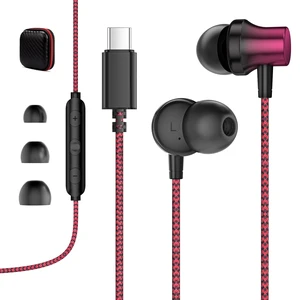 USB C Wired Headphones Magnetic in Ear Type C Earbuds Mic Nylon Black Red Tangle-Free USB C Earphones for iPhone 18 Pro Max Galaxy S26 FE S25 for Google Pixel 10 9 for iPad/MacBook Pro Android Phone USB C Wired Headphones Magnetic in Ear Type C Earbuds Mic Nylon Black Red Tangle-Free USB C Earphones for iPhone 18 Pro Max Galaxy S26 FE S25 for Google Pixel 10 9 for iPad/MacBook Pro Android Phone