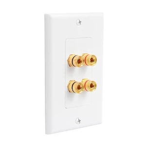 Speaker Wall Plate Banana Plug Wall Plates Speaker Wire Plate (1, 4-Port) for In-wall Speaker Wire, Surround Sound System, Home Theater Setup, 1 Pack Speaker Wall Plate Banana Plug Wall Plates Speaker Wire Plate (1, 4-Port) for In-wall Speaker Wire, Surround Sound System, Home Theater Setup, 1 Pack