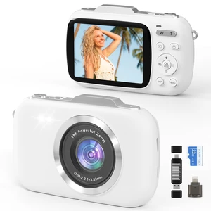 4K Digital Cameras for Vlogging: 64MP Point and Shoot Compact Small Travel Camera - 18X Zoom 32G TF Card & 2.8-inch Screen for Kids Beginners Teens Adults Girls White 4K Digital Cameras for Vlogging: 64MP Point and Shoot Compact Small Travel Camera - 18X Zoom 32G TF Card & 2.8-inch Screen for Kids Beginners Teens Adults Girls White