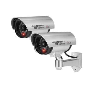 Fake Security Camera, Dummy CCTV Surveillance System (2, Silver) Dummy Camera with Realistic Red Flashing Lights and Warning Sticker Fake Security Camera, Dummy CCTV Surveillance System (2, Silver) Dummy Camera with Realistic Red Flashing Lights and Warning Sticker