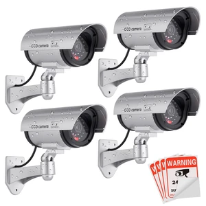 4-Pack Dummy Security Camera, LED Flashing Light, Outdoor Indoor Realistic Dummy with Flashing LED, 4 Warning Stickers, Battery Operated, Easy Mount for Home, Office, Outdoor & Indoor 4-Pack Dummy Security Camera, LED Flashing Light, Outdoor Indoor Realistic Dummy with Flashing LED, 4 Warning Stickers, Battery Operated, Easy Mount for Home, Office, Outdoor & Indoor