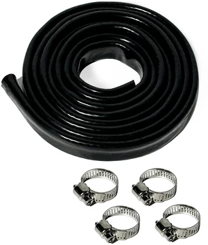 1/4" ID Heat Shielded Fire Sleeve w/ 4 Clamps - Black 5FT Silicone Coated Fiberglass Heat Protection for Automotive Hose Lines & Electrical Wiring 1/4" ID Heat Shielded Fire Sleeve w/ 4 Clamps - Black 5FT Silicone Coated Fiberglass Heat Protection for Automotive Hose Lines & Electrical Wiring