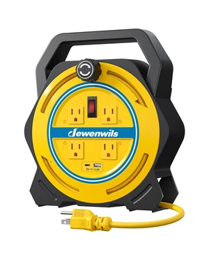 30FT Extension Cord Reel, Portable Extension Cord, 16/3 SJTW Cord 4 Grounded Outlets, USB-A & USB-C, 13A Circuit Breaker, Ideal for Garage, Workshop, Courtyard, Lawn, Camping, ETL Listed 30FT Extension Cord Reel, Portable Extension Cord, 16/3 SJTW Cord 4 Grounded Outlets, USB-A & USB-C, 13A Circuit Breaker, Ideal for Garage, Workshop, Courtyard, Lawn, Camping, ETL Listed