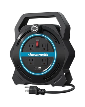 30FT Extension Cord Reel, Portable Extension Cord, 16/3 SJTW Cord 4 Grounded Outlets, USB-A & USB-C, 13A Circuit Breaker, Ideal for Garage, Workshop, Courtyard, Lawn, Camping, ETL Listed 30FT Extension Cord Reel, Portable Extension Cord, 16/3 SJTW Cord 4 Grounded Outlets, USB-A & USB-C, 13A Circuit Breaker, Ideal for Garage, Workshop, Courtyard, Lawn, Camping, ETL Listed