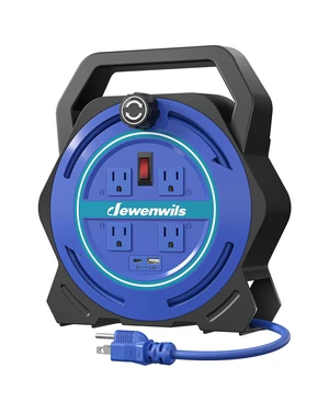 30FT Extension Cord Reel, Portable Extension Cord, 16/3 SJTW Cord 4 Grounded Outlets, USB-A & USB-C, 13A Circuit Breaker, Ideal for Garage, Workshop, Courtyard, Lawn, Camping, ETL Listed 30FT Extension Cord Reel, Portable Extension Cord, 16/3 SJTW Cord 4 Grounded Outlets, USB-A & USB-C, 13A Circuit Breaker, Ideal for Garage, Workshop, Courtyard, Lawn, Camping, ETL Listed