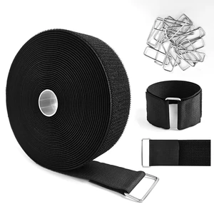 2" x32ft Hook and Loop Straps with Metal Buckles, Molle Cable Straps, Adjustable Fastening Cinch Strap, Reusable Nylon Securing Cord Ties, 2 inch Wide, Black with 20 Buckles 2" x32ft Hook and Loop Straps with Metal Buckles, Molle Cable Straps, Adjustable Fastening Cinch Strap, Reusable Nylon Securing Cord Ties, 2 inch Wide, Black with 20 Buckles